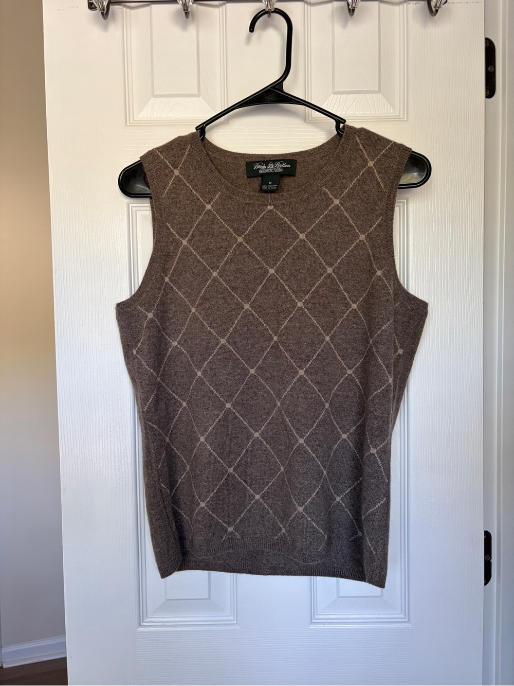 NWOT Brooks Brothers brown preppy argyle 100% cashmere sweater vest